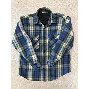 Vintage Mens Long Sleeve Button Down Lined Flannel Shirt Large